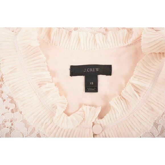 J. Crew Womans Top Shirt Blouse Ruffle Lace Size XS Ivory Ecru Off White - Picture 6 of 6